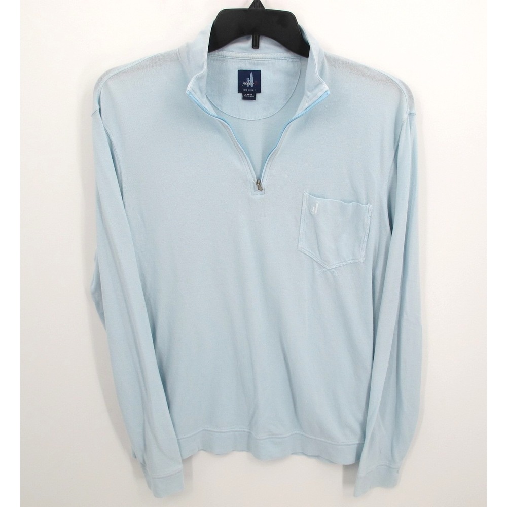 Johnnie-O Derek Pique 1/4 Zip‎ Pullover Long Sleeve JMK03610 Men's Large Blue